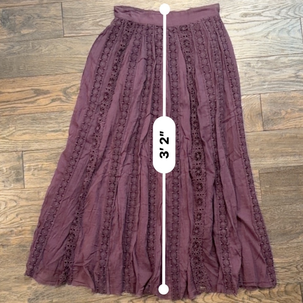 Free People Elegant Eggplant Purple Lace Maxi Skirt RARE - Picture 5 of 11